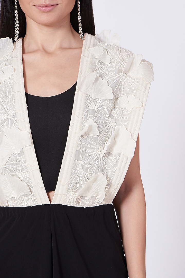 Black & White Embroidered Jumpsuit by Richa Khemka at Pernia's Pop Up Shop