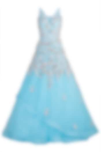 Blue embroidered gown by Riddhi Majithia