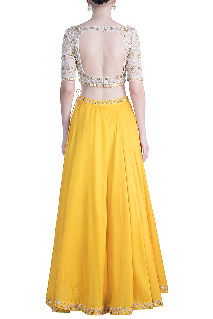Yellow Embroidered Wedding Lehenga Set by RRishita & Mitali at Pernia's Pop Up Shop