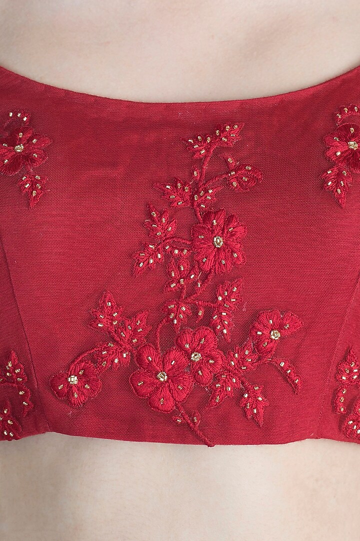 Red Embroidered Wedding Lehenga Set by RRishita & Mitali at Pernia's Pop Up Shop