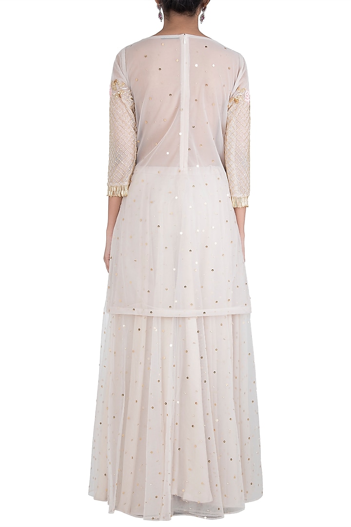 Ivory embroidered sharara set available only at Pernia's Pop Up Shop.