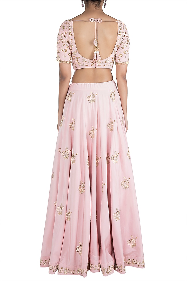 Pink embroidered lehenga set available only at Pernia's Pop Up Shop.