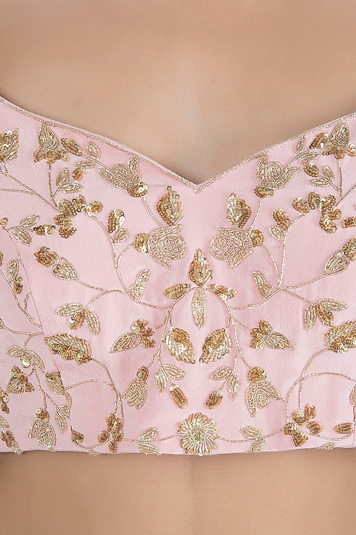 Pink embroidered lehenga set available only at Pernia's Pop Up Shop.