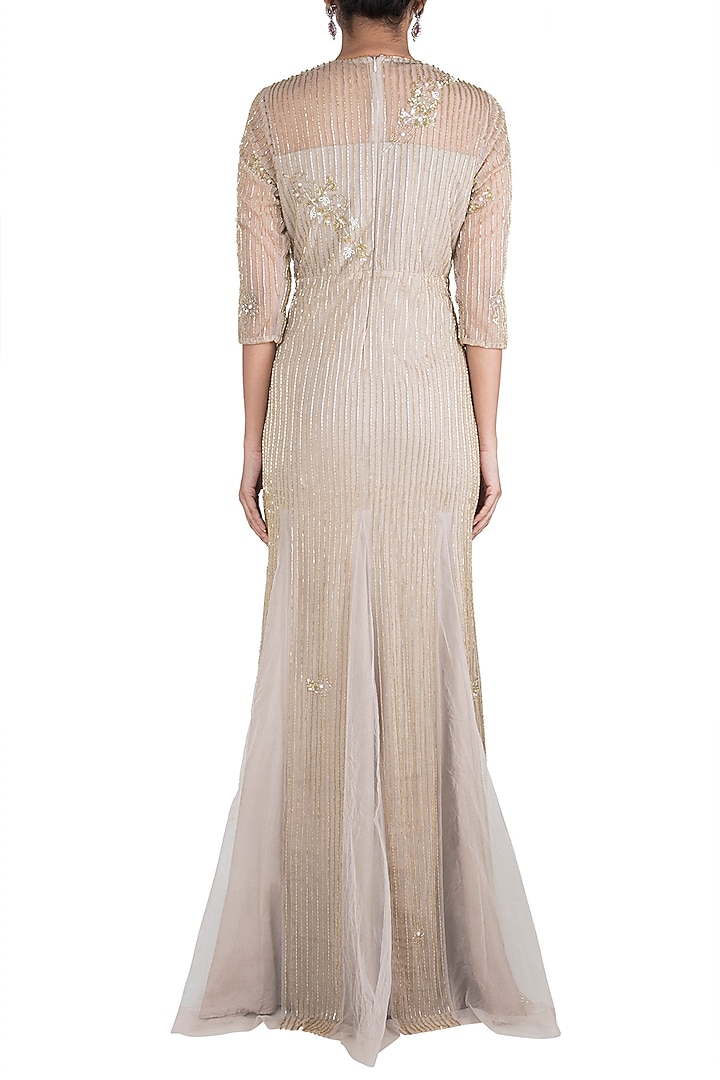 Chocolate grey embroidered gown available only at Pernia's Pop Up Shop.