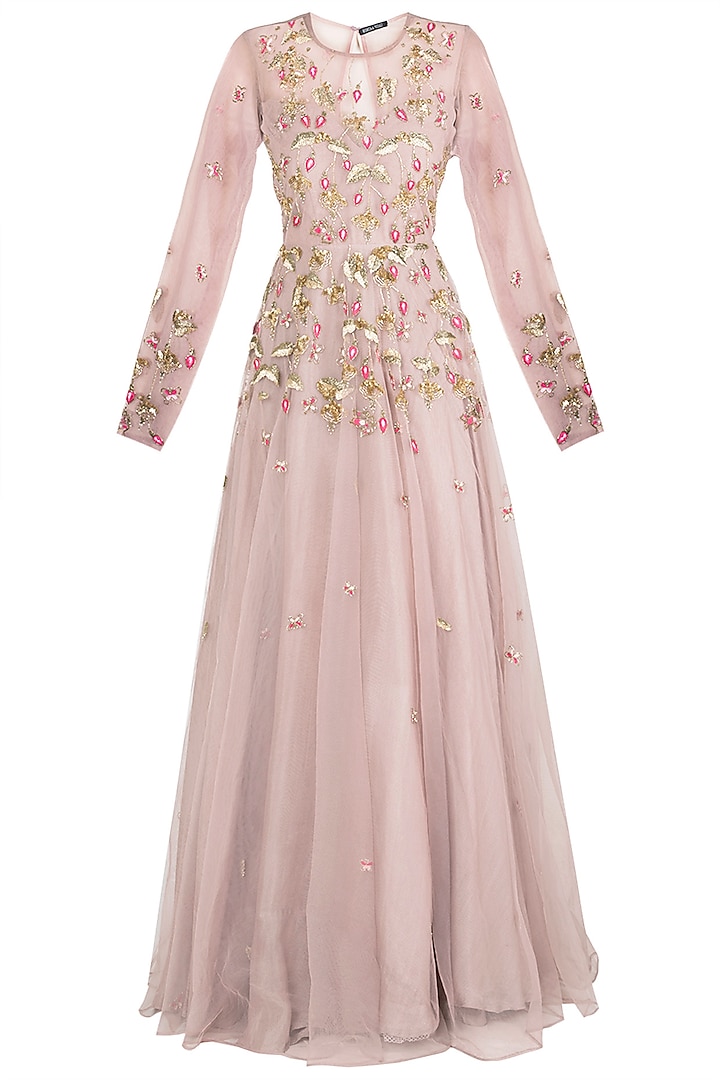 Mauve embroidered gown available only at Pernia's Pop Up Shop. 2023