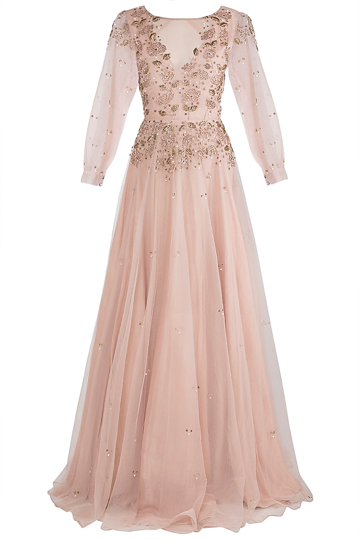 Peach embroidered gown available only at Pernia's Pop Up Shop. 2023