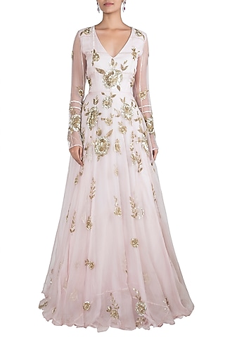 Pink embroidered gown by RRishita & Mitali