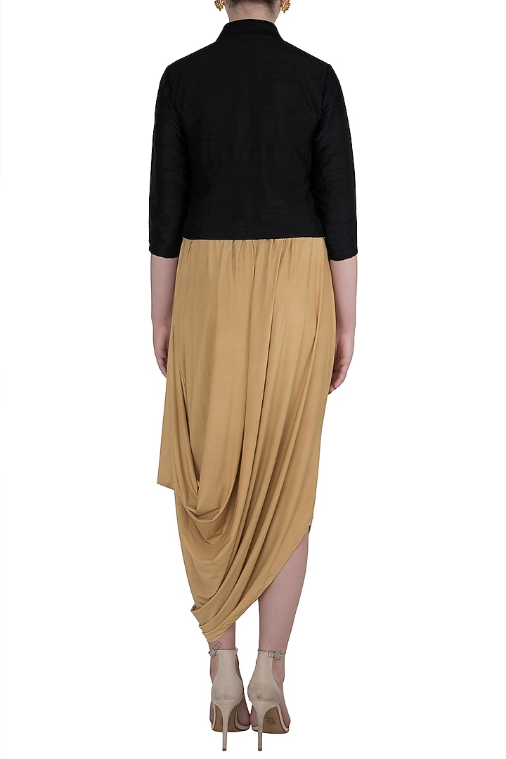 Black crop jacket with drape skirt available only at Pernia's Pop Up Shop.