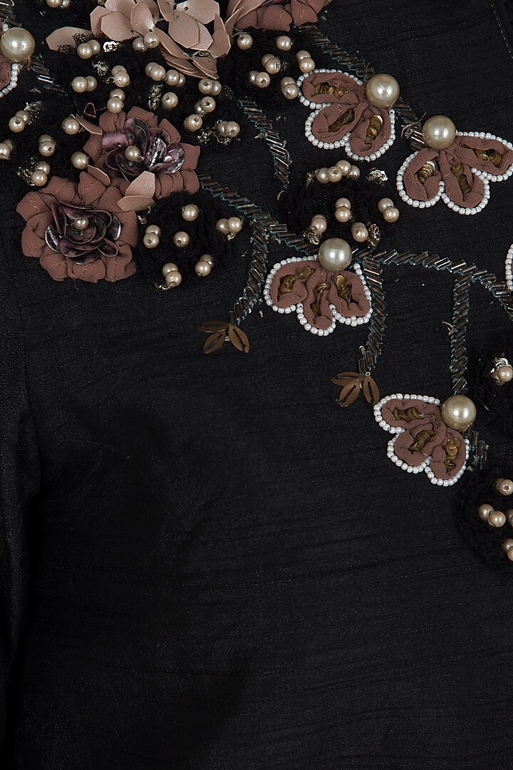 Black crop jacket with drape skirt available only at Pernia's Pop Up Shop.