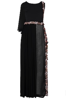 Black one side long dress available only at Pernia's Pop Up Shop. 2024