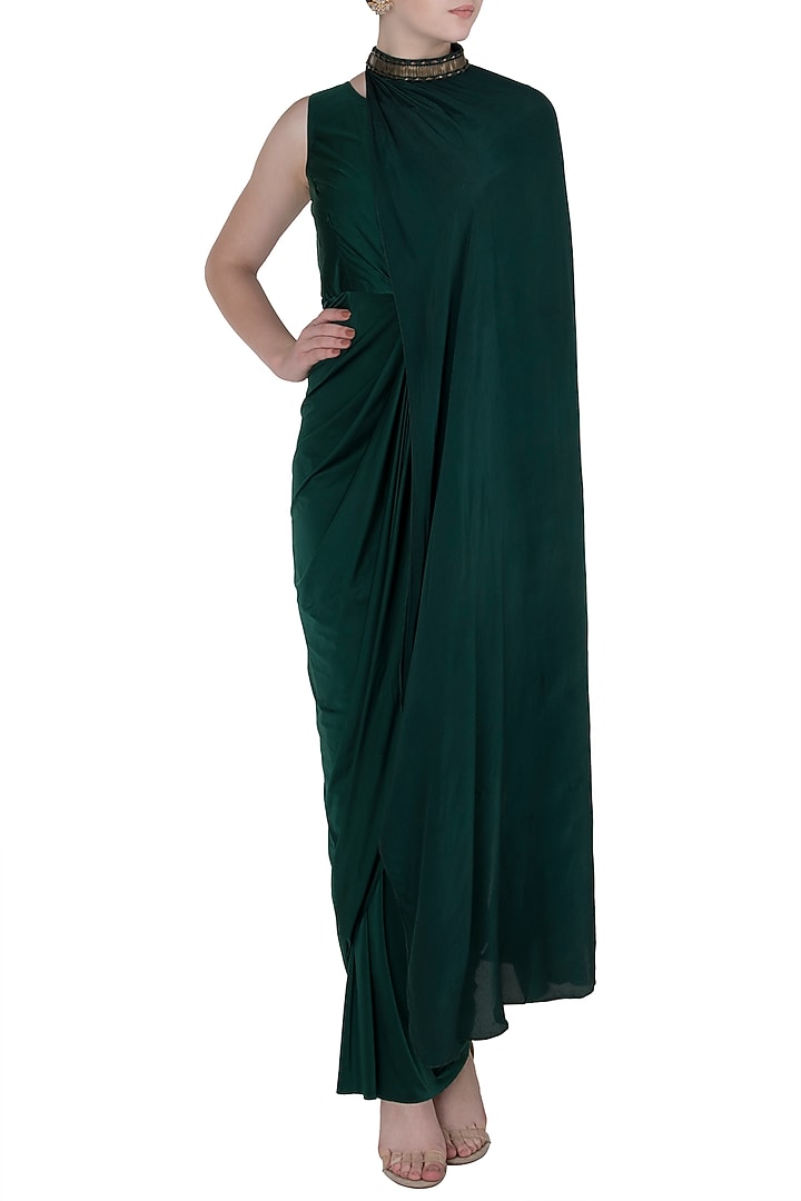 Bottle green drape body suit available only at Pernia's Pop Up Shop.