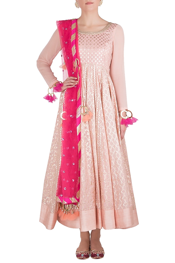 Pink embroidered anarkali available only at Pernia's Pop Up Shop.