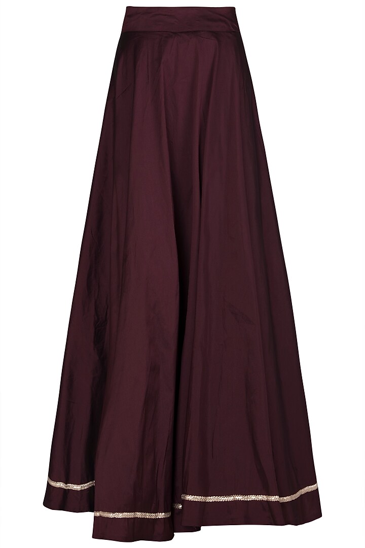 Wine peplum top with skirt and dupatta available only at Pernia's Pop Up Shop.