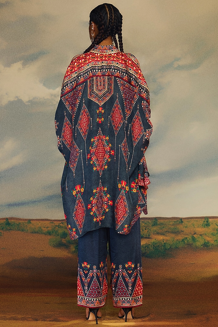 Charcoal Silk Printed Shirt by Rajdeep Ranawat at Pernia's Pop Up Shop