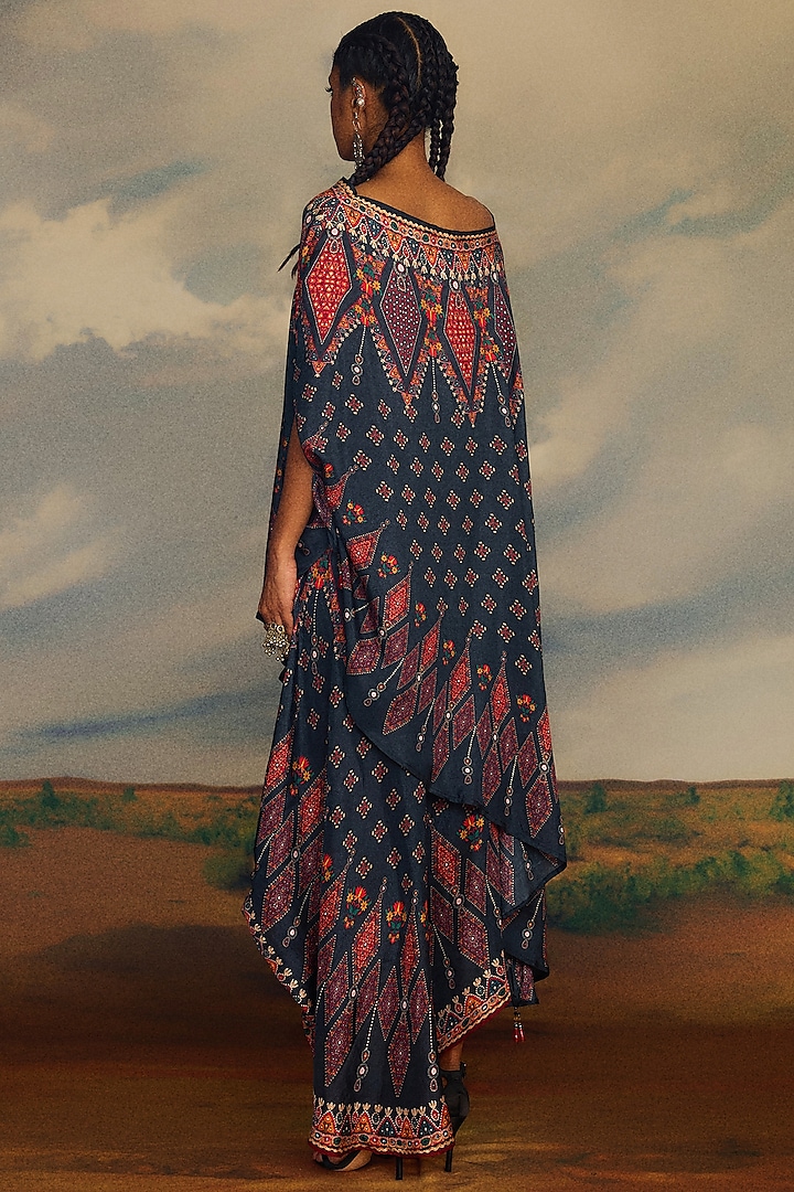 Charcoal Silk & Modal Satin Printed Skirt Set by Rajdeep Ranawat at Pernia's Pop Up Shop