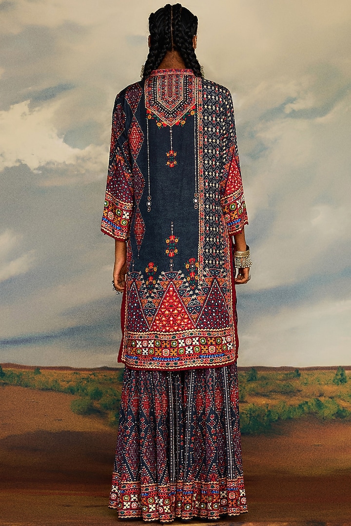 Charcoal Silk Printed Gharara Pants by Rajdeep Ranawat at Pernia's Pop Up Shop