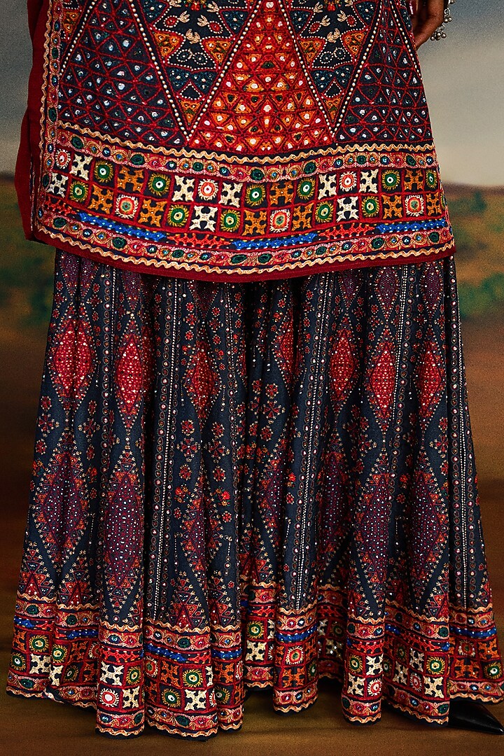 Charcoal Silk Printed Gharara Pants by Rajdeep Ranawat at Pernia's Pop Up Shop