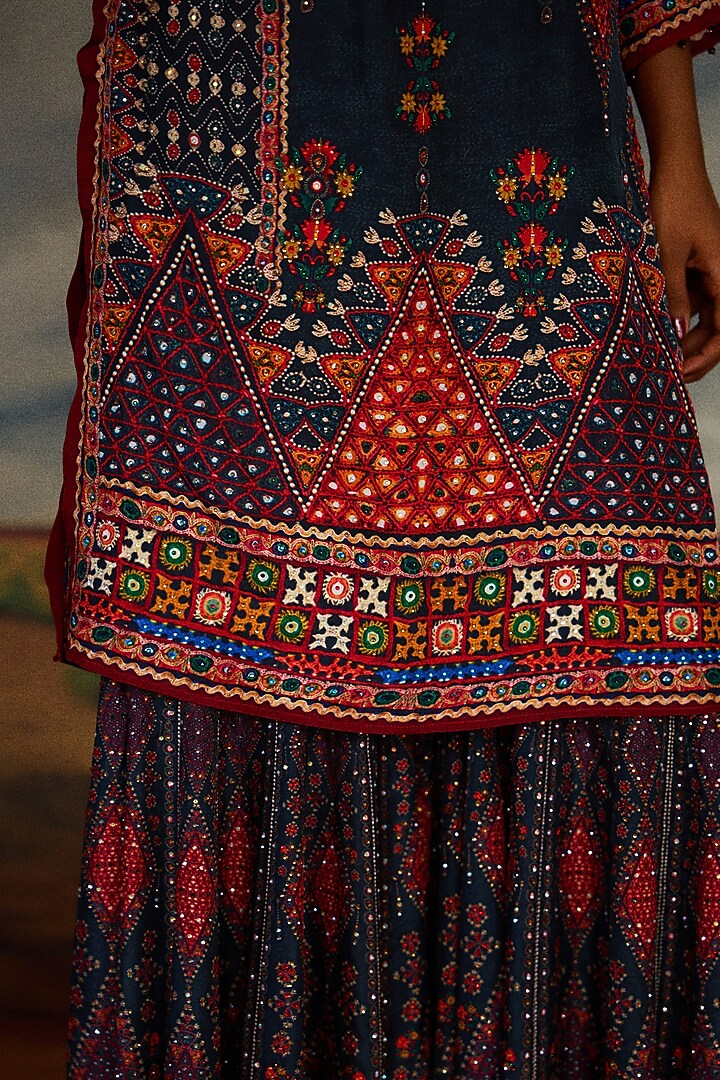 Charcoal Silk Printed Gharara Pants by Rajdeep Ranawat at Pernia's Pop Up Shop