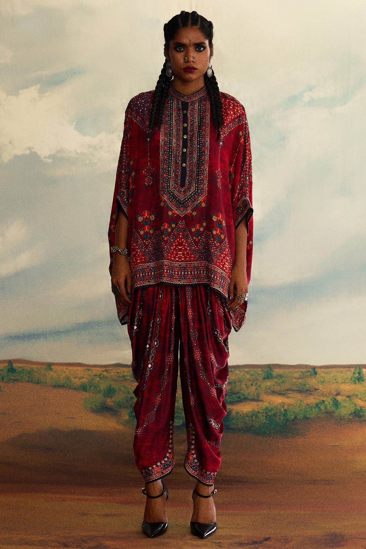 Kala Cotton dhoti pants with Ajrakh spaghetti top – Prathaa - weaving  traditions
