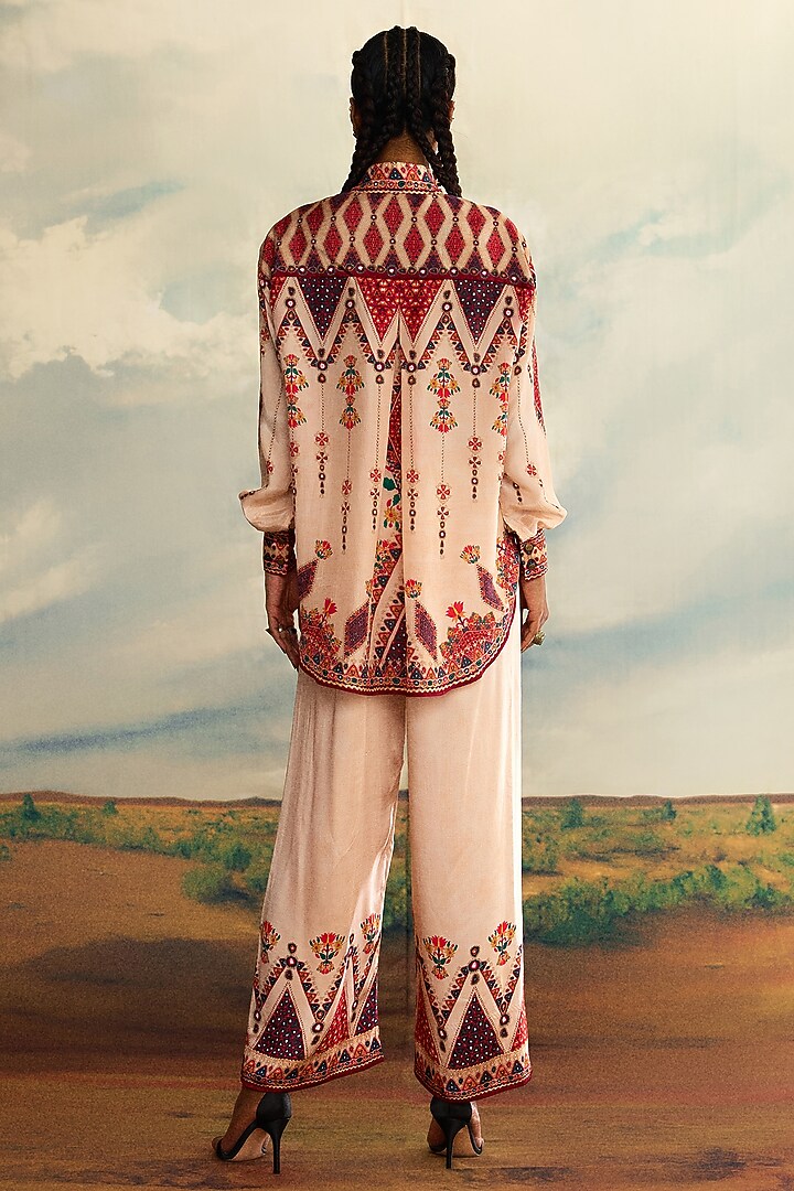 Beige Silk Printed Kurta by Rajdeep Ranawat at Pernia's Pop Up Shop