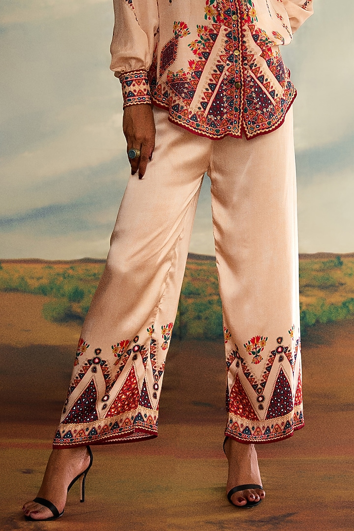 Beige Silk Printed Kurta by Rajdeep Ranawat at Pernia's Pop Up Shop