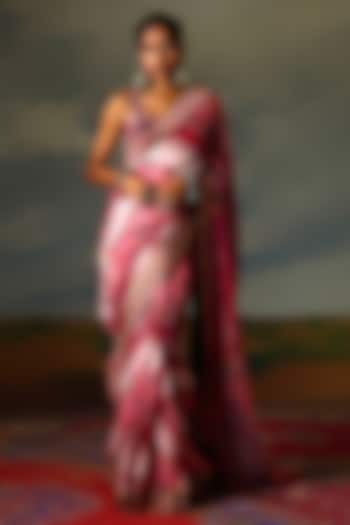 Vintage Rose Kota Silk Printed Wedding Saree Set by Rajdeep Ranawat at Pernia's Pop Up Shop