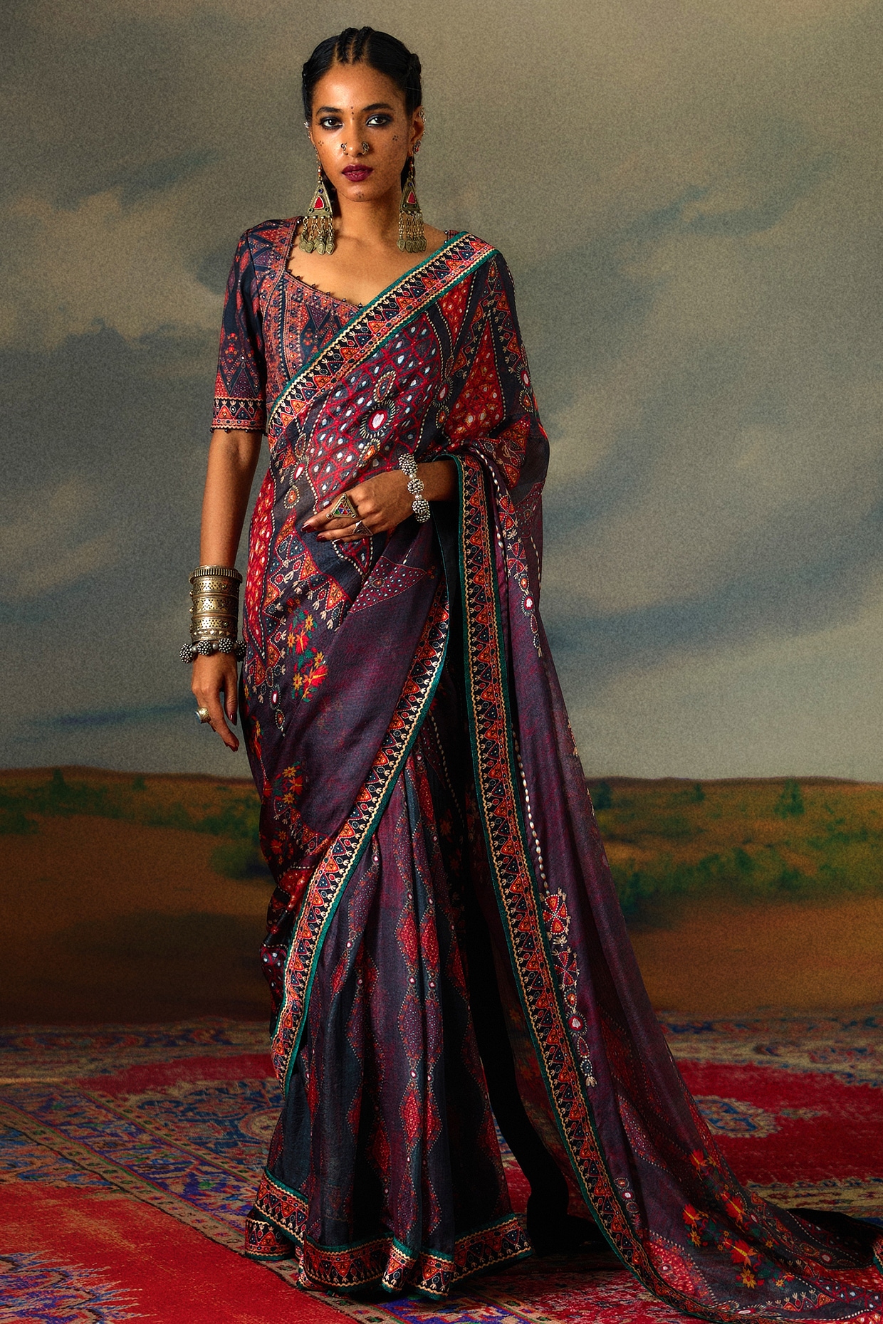 Grey Net Saree With Blouse 211206