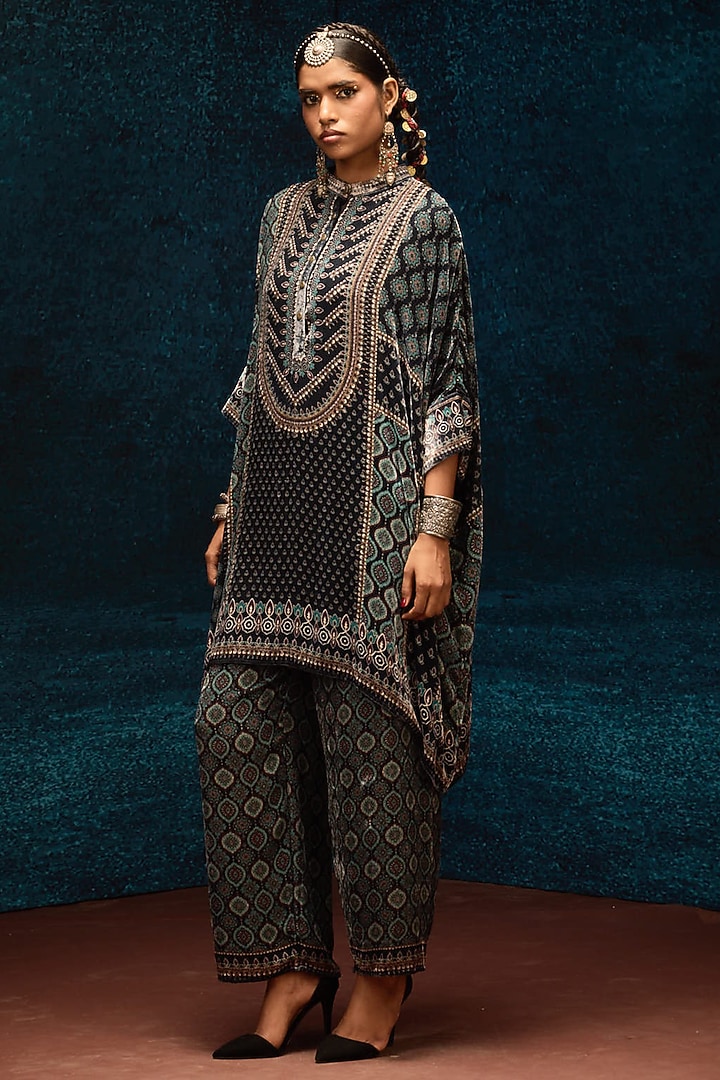 Black Silk Velvet Tunic by Rajdeep Ranawat at Pernia's Pop Up Shop