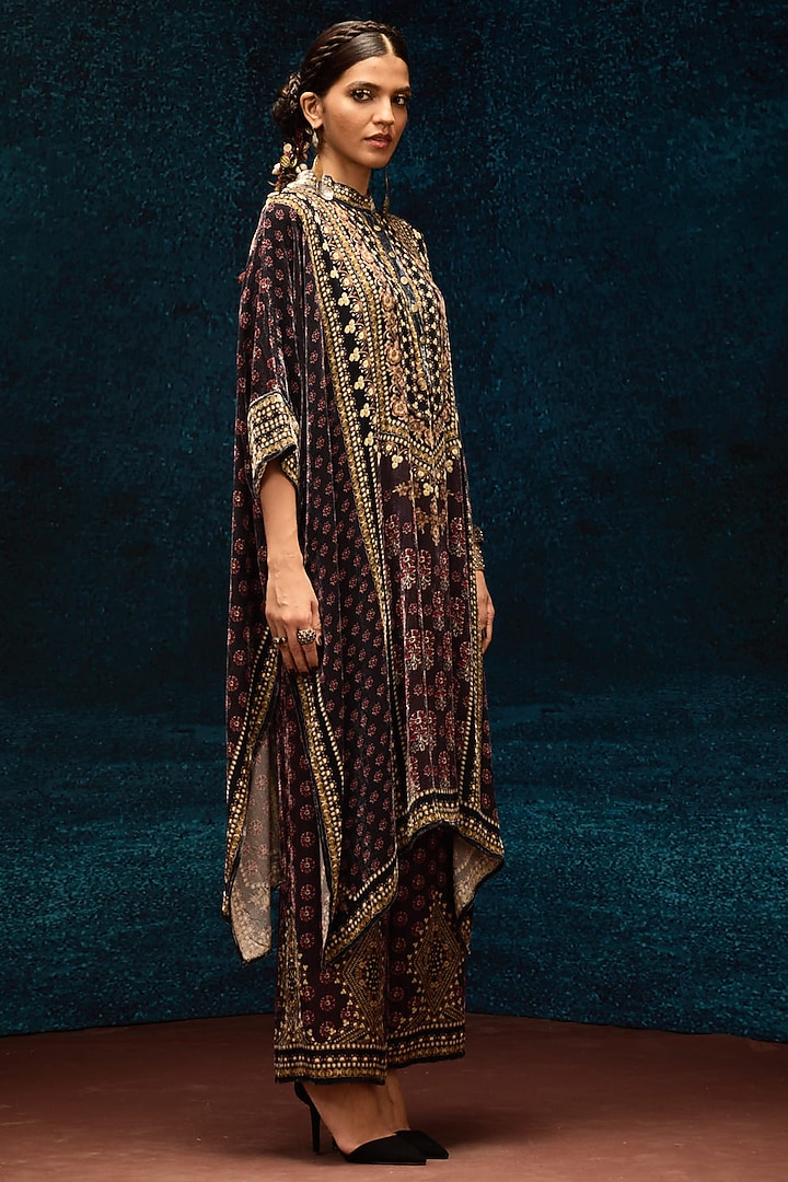Burgundy Silk Velvet Tunic by Rajdeep Ranawat at Pernia's Pop Up Shop