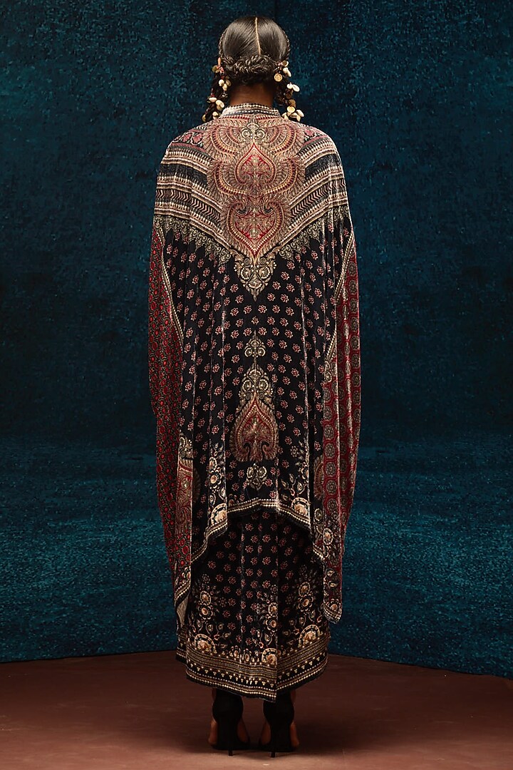 Multi-Colored Silk Velvet Boxy Kaftan Tunic by Rajdeep Ranawat at Pernia's Pop Up Shop