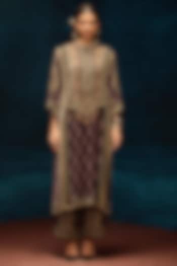 Burgundy Silk Velvet Tunic by Rajdeep Ranawat at Pernia's Pop Up Shop