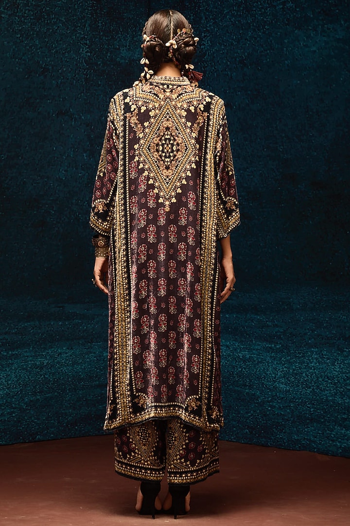 Burgundy Silk Velvet Tunic by Rajdeep Ranawat at Pernia's Pop Up Shop