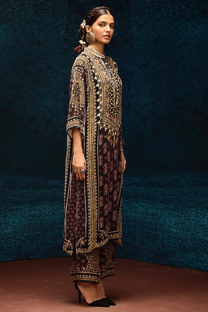 Burgundy Silk Velvet Tunic by Rajdeep Ranawat at Pernia's Pop Up Shop