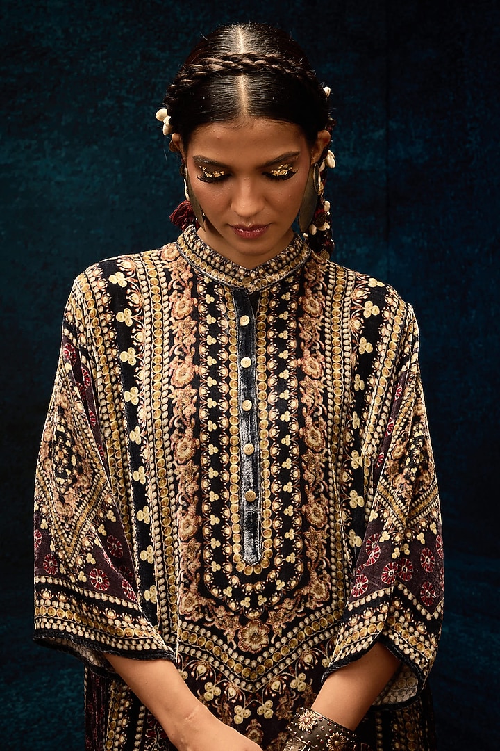 Burgundy Silk Velvet Tunic by Rajdeep Ranawat at Pernia's Pop Up Shop