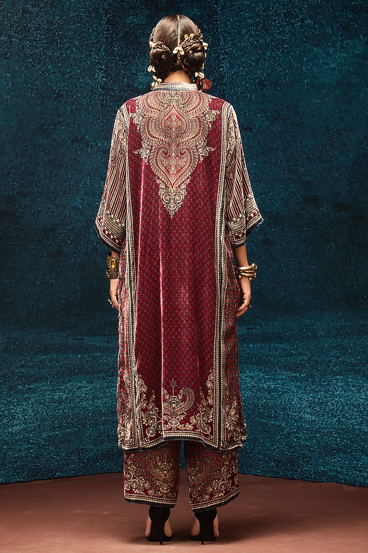 Maroon Silk Velvet Tunic by Rajdeep Ranawat at Pernia's Pop Up Shop