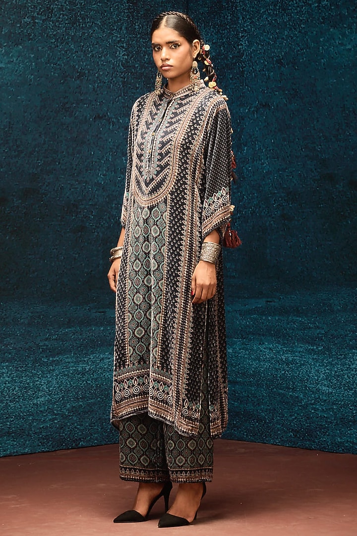 Black Silk Velvet Tunic by Rajdeep Ranawat at Pernia's Pop Up Shop