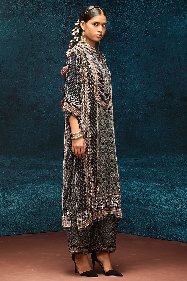 Black Silk Velvet Tunic by Rajdeep Ranawat at Pernia's Pop Up Shop