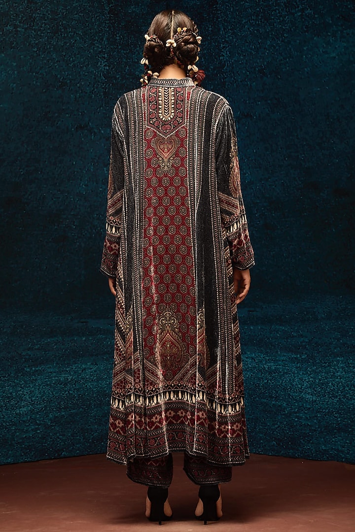 Multi-Colored Silk Velvet Wedding Anarkali by Rajdeep Ranawat at Pernia's Pop Up Shop