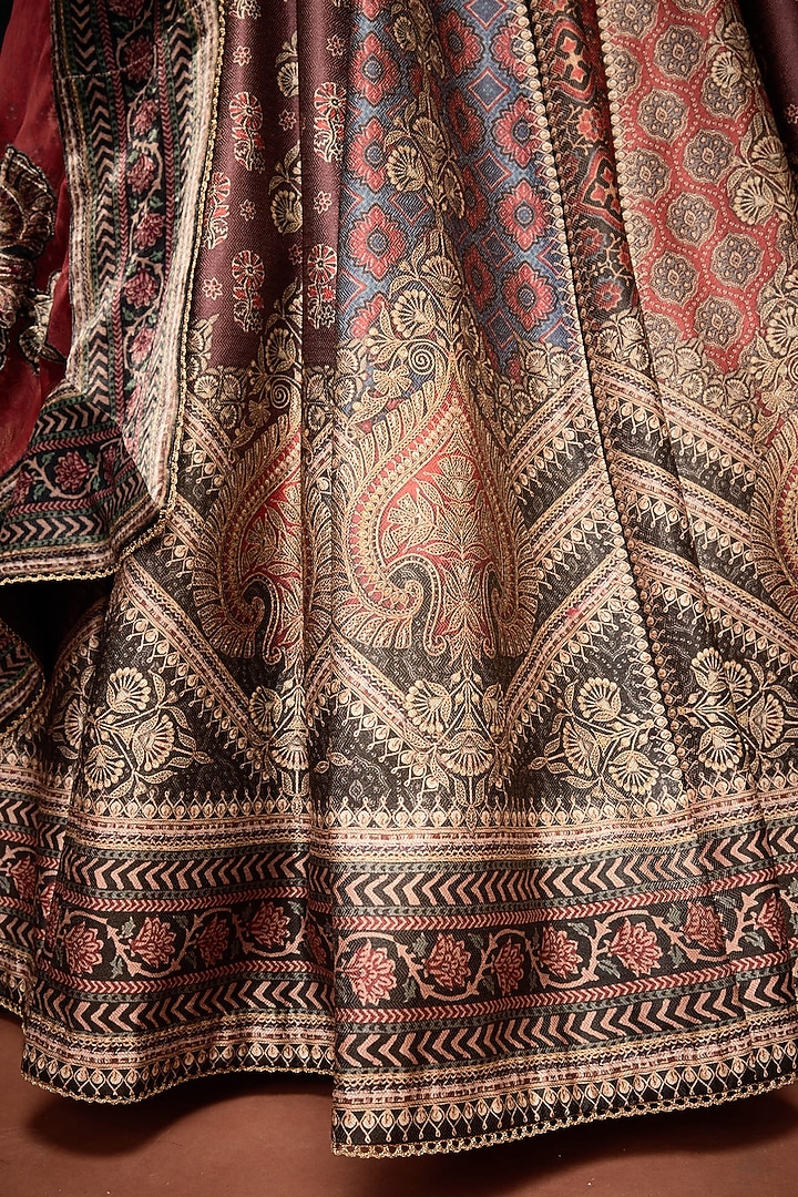 Multi-Colored Brocade Printed Wedding Lehenga Set by Rajdeep Ranawat at Pernia's Pop Up Shop