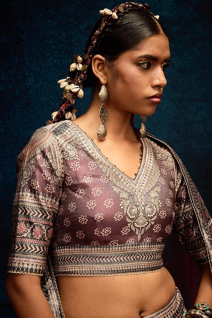 Multi-Colored Brocade Printed Wedding Lehenga Set by Rajdeep Ranawat at Pernia's Pop Up Shop