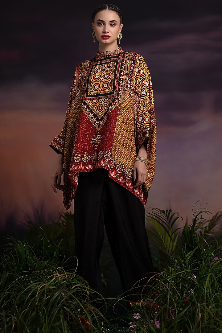 Green & Red Ombre Printed Tunic by Rajdeep Ranawat at Pernia's Pop Up Shop
