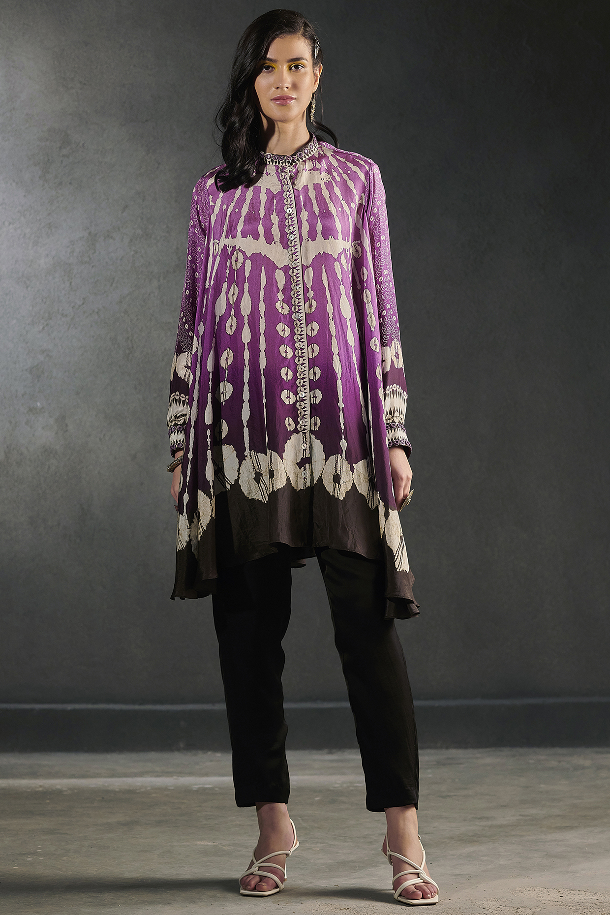 Grape & Black Embroidered Tunic Set by Rajdeep Ranawat at Pernia's Pop Up Shop
