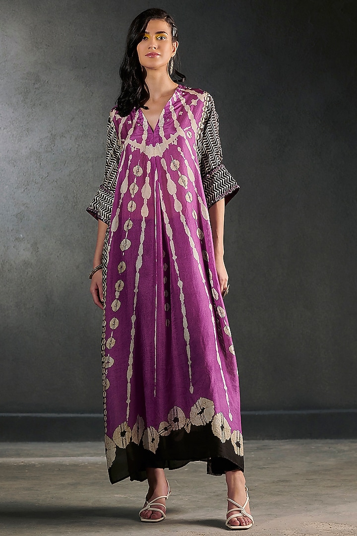 Grape Embroidered Kimono Tunic Set by Rajdeep Ranawat