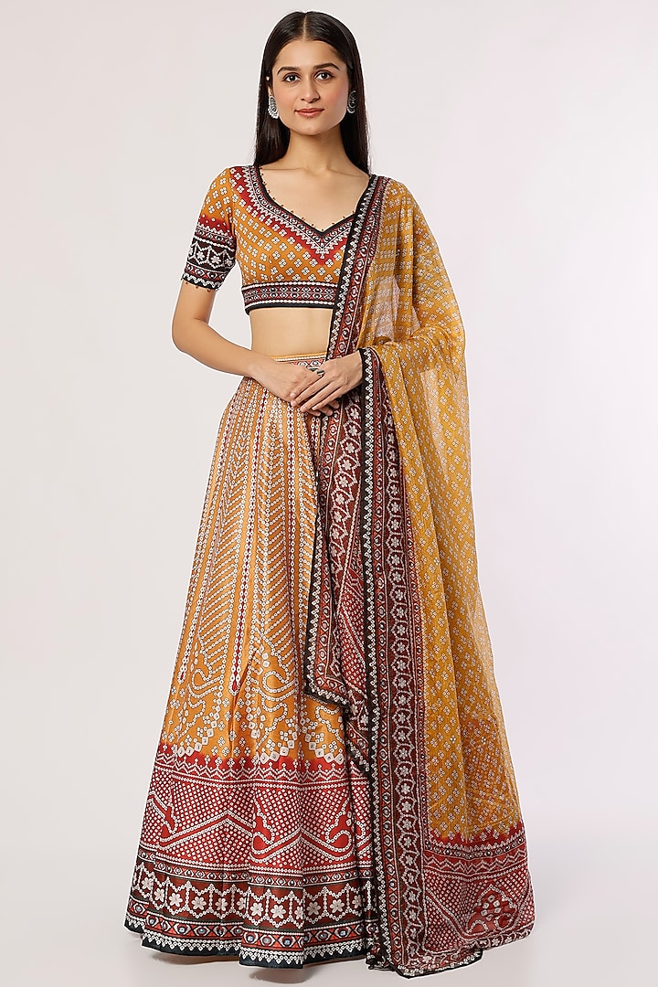 Beige Dupion Lehenga Set by Rajdeep Ranawat