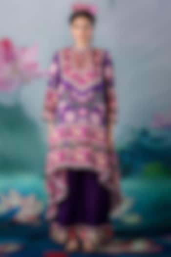 Purple A-Line Draped Tunic Set by Rajdeep Ranawat at Pernia's Pop Up Shop