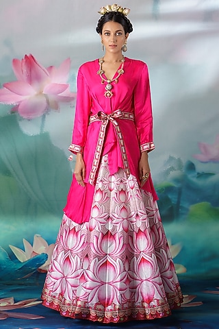 Ivory Printed Lehenga Set by Rajdeep Ranawat
