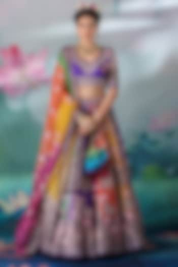 Multi-Colored Printed Wedding Lehenga Set by Rajdeep Ranawat at Pernia's Pop Up Shop