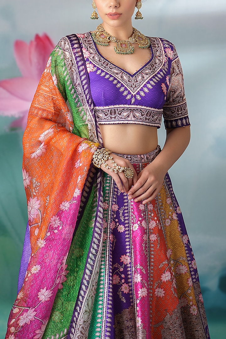 Multi Color Rainbow Ready to Wear Lehenga Choli With Digital Print