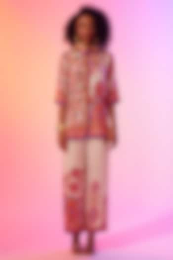 Candy Cream Silk Printed Co-Ord Set by Rajdeep Ranawat at Pernia's Pop Up Shop