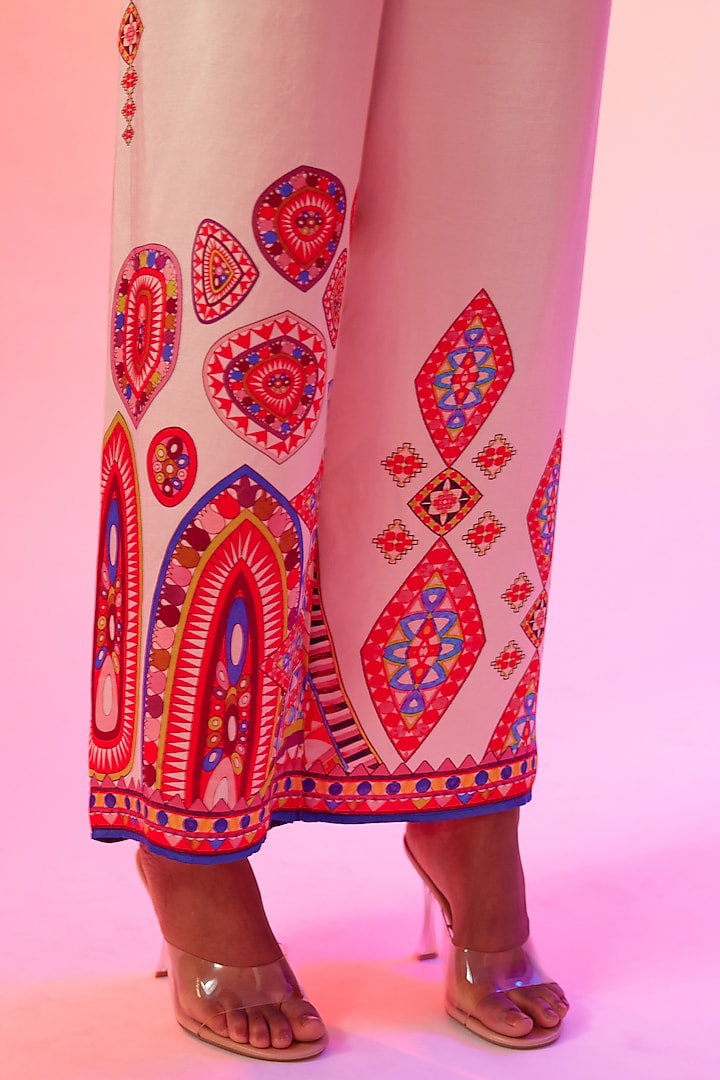 Candy Cream Silk Printed Co-Ord Set by Rajdeep Ranawat at Pernia's Pop Up Shop
